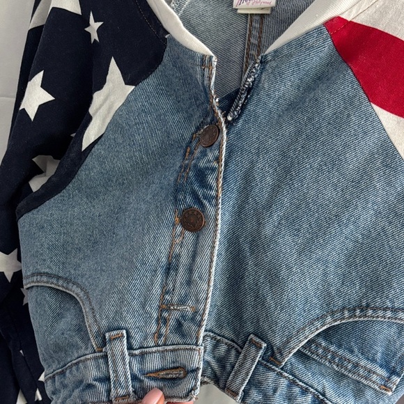 Fredrick’s of Hollywood Denim American Flag Cropped Jacket - Picture 3 of 7